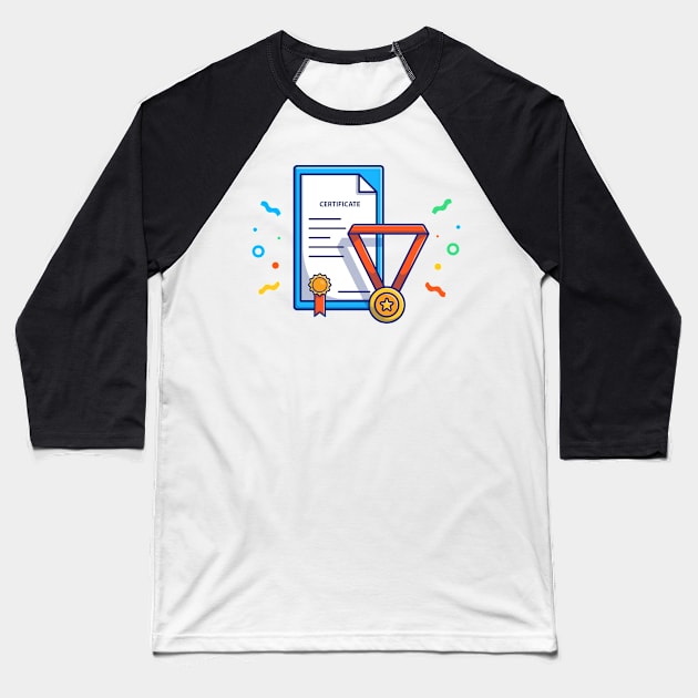 Certificate, Badge And Gold Medal Cartoon Baseball T-Shirt by Catalyst Labs